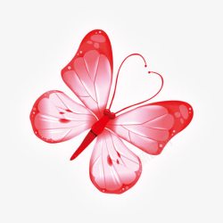 红色蝴蝶手绘婚礼素材