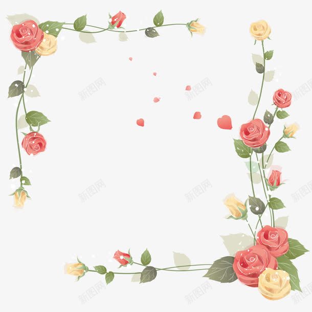 玫瑰花边春季背景png免抠素材_新图网 https://ixintu.com 春季 玫瑰 粉色 花边