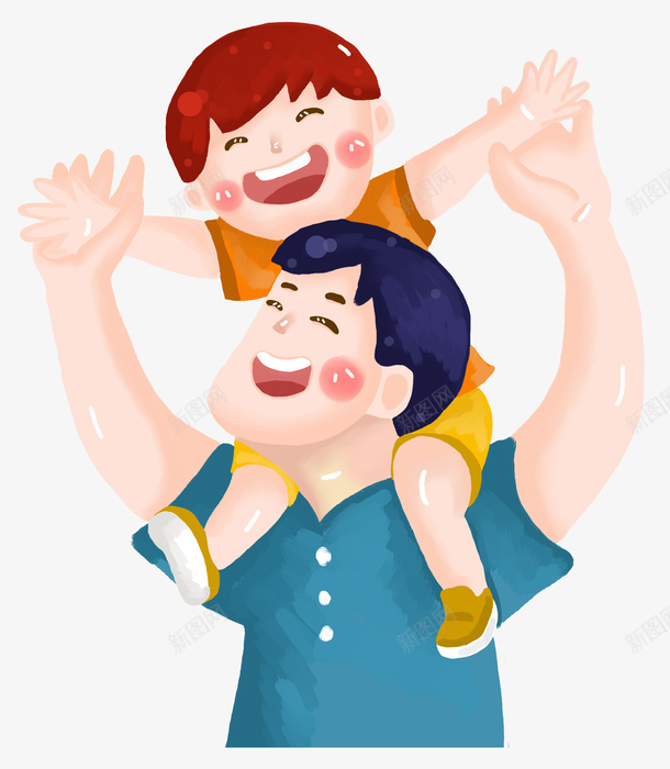 父亲节手绘卡通人物父子png免抠素材_新图网 https://ixintu.com 卡通人物 广告设计 手绘 插图 海报设计 父亲节 父子