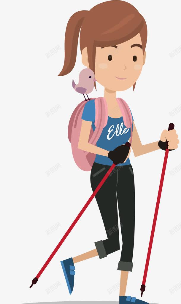 卡通越野行走女孩png免抠素材_新图网 https://ixintu.com 卡通 卡通登山杖 女游客 女生 徒步 探险者 旅游 旅游者 旅行 登山 登山杖 背包族 越野行走