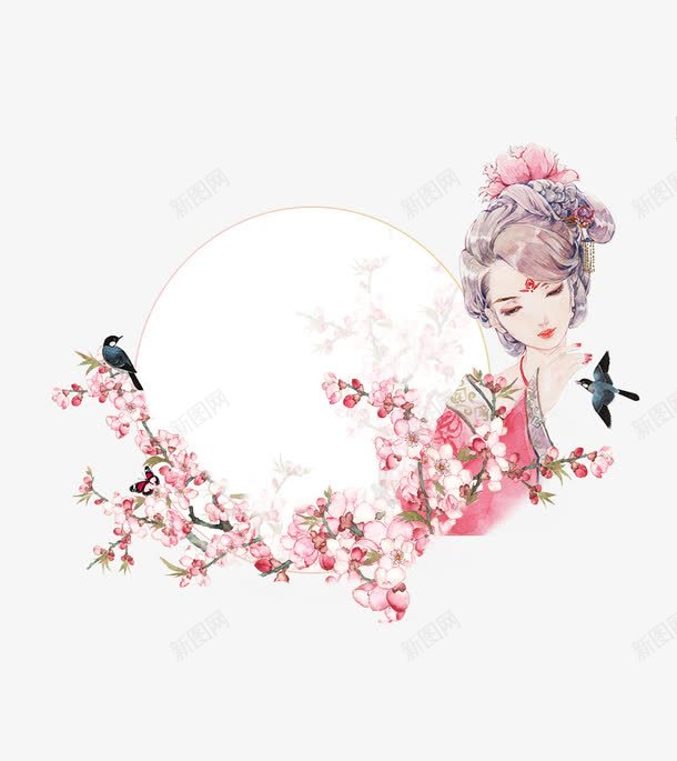 38女神节手绘女神与花朵png免抠素材_新图网 https://ixintu.com 38女人节 38女王节 38女神节 38妇女节 day womens 手绘女神与花朵