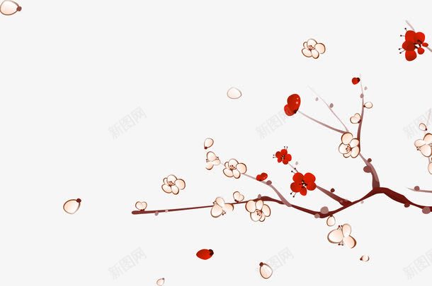 手绘合成效果开放的梅花png免抠素材_新图网 https://ixintu.com 合成 开放 效果 梅花