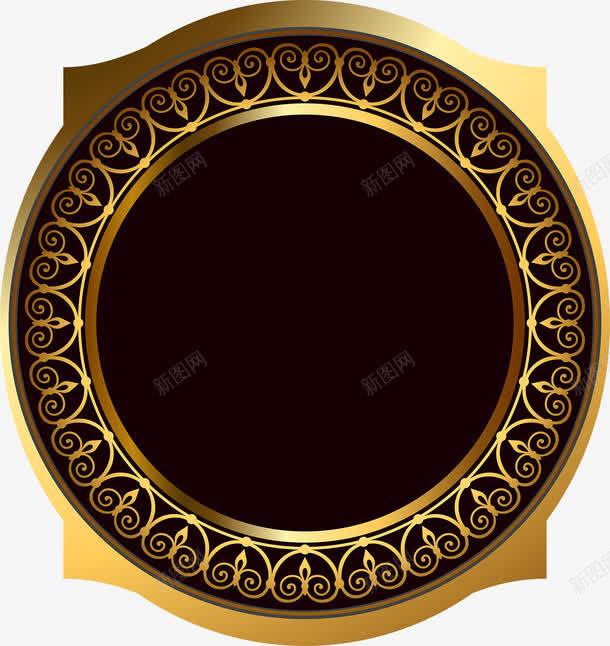 黑金花纹金边png免抠素材_新图网 https://ixintu.com EPS 欧式 边框 金色 金边 黑金花纹