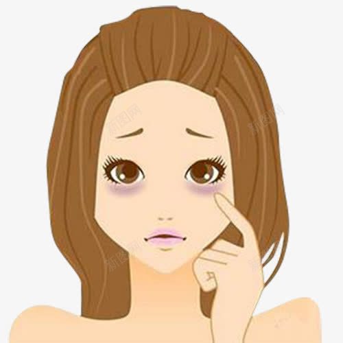 熊猫眼女人png免抠素材_新图网 https://ixintu.com 卡通 失眠 熊猫眼 美女 耷拉眼皮 长发