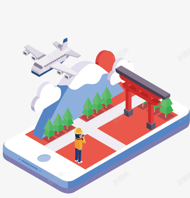 25d日本旅行插画png免抠素材_新图网 https://ixintu.com 25d 25d插画 25d日本旅行插画 app闪屏 启动页 扁平化 旅行 日本 矢量插画 立体 简洁