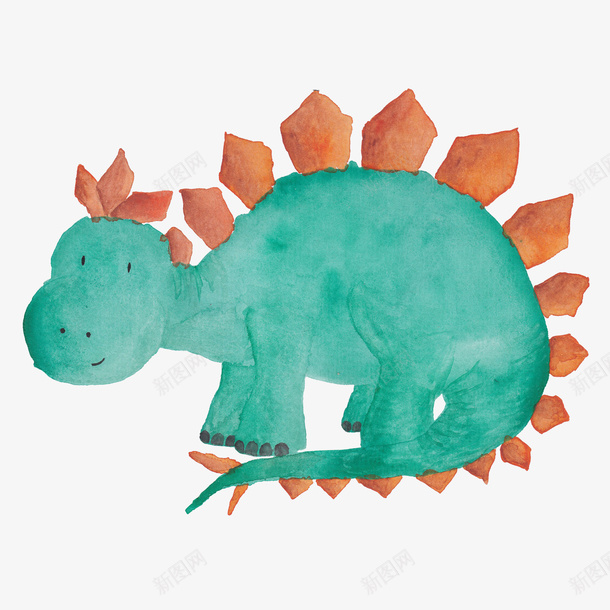 剑龙水彩画png免抠素材_新图网 https://ixintu.com 儿童画画 儿童绘本 剑龙水彩画 动物插画 卡通动物漫画 可爱 插画 绿色剑龙 贺卡