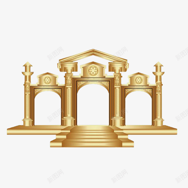 金色城堡主题婚礼png免抠素材_新图网 https://ixintu.com 主题婚礼布置 效果图 金碧辉煌 金色城堡