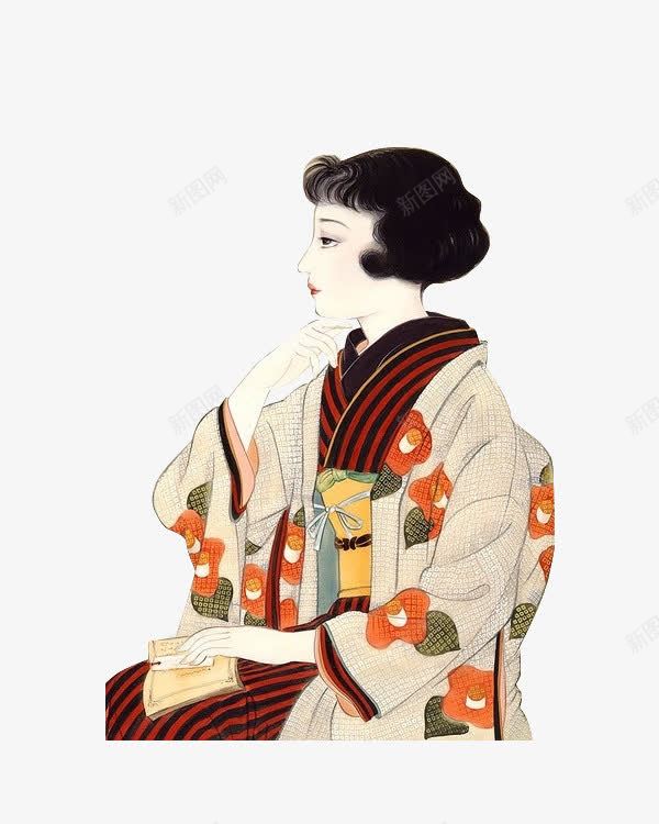 日本日姬画png免抠素材_新图网 https://ixintu.com 人物 和风 日本文化 毛笔绘画