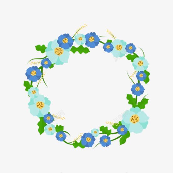 蓝色小花环png免抠素材_新图网 https://ixintu.com 卡片 婚庆请帖 婚礼请柬 底纹 情人节 情人节日 纹理 花卉 花卉邀请函 花朵 花海报 花环 花纹 花纹插画 装饰画 边框 邀请函