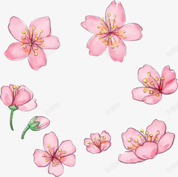 粉红浪漫樱花花纹矢量图ai免抠素材_新图网 https://ixintu.com 春天 春天樱花 樱花 樱花花纹 浪漫樱花 矢量png 矢量图