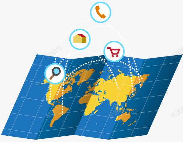 创意折页地图矢量图ai免抠素材_新图网 https://ixintu.com 折页地图轨迹网络电子商务 矢量图