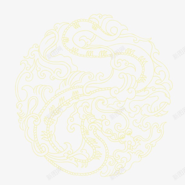 复古龙纹png免抠素材_新图网 https://ixintu.com 复古 复古图腾 复古花纹底纹图案 复古装饰图案 复古龙图腾 底纹 花纹 金色 黄色 龙 龙图腾 龙形图腾 龙纹