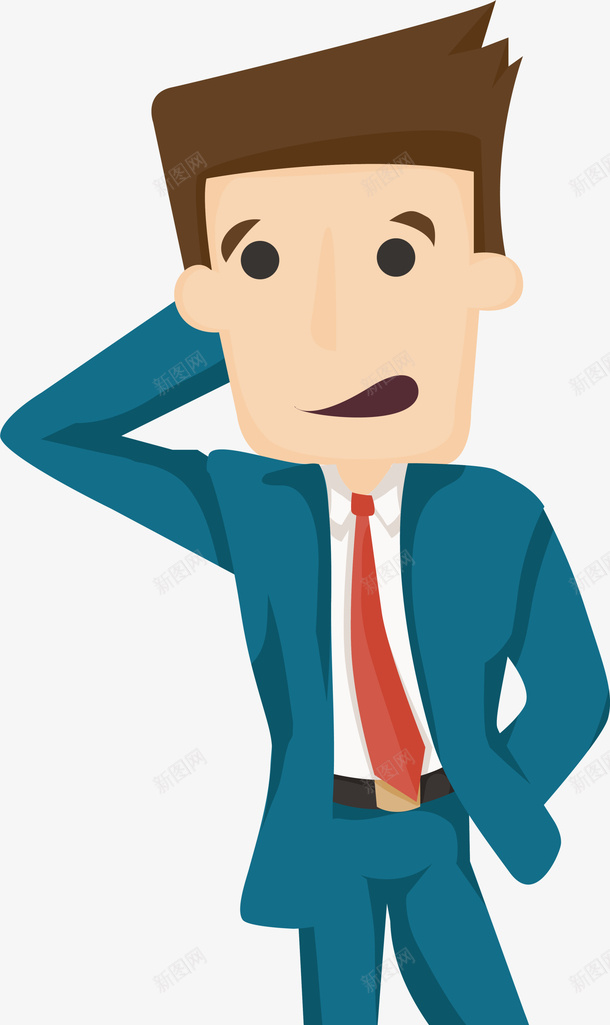 卡通职场人物png免抠素材_新图网 https://ixintu.com 卡通人物 心虚 抱歉表情 站立 职场人物 西装革履