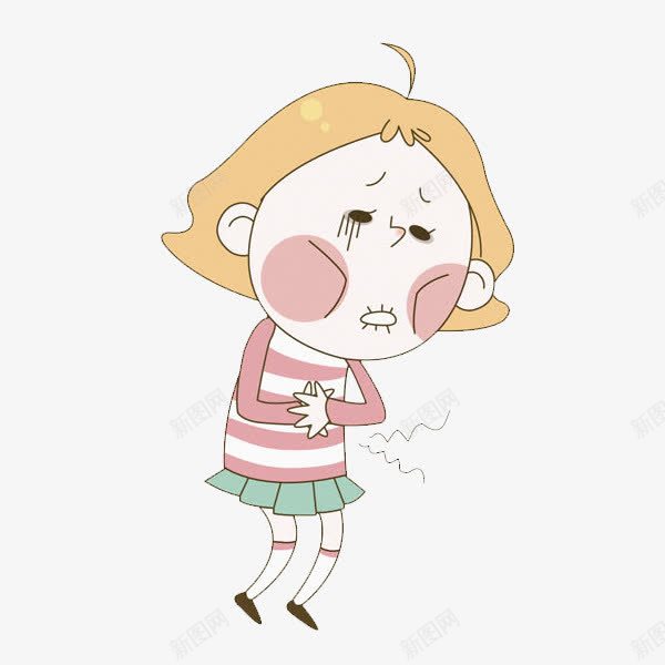 卡通胃痛女生图png免抠素材_新图网 https://ixintu.com 卡通 女生 手绘 捂肚子 漂亮的 疼痛的 胃痛