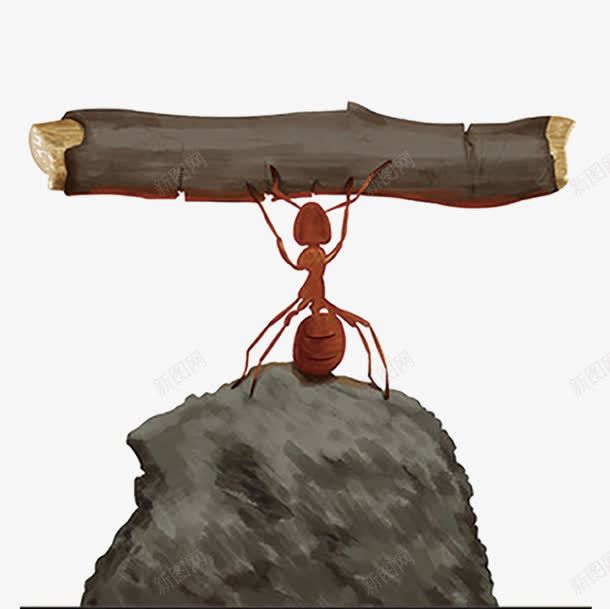 手绘蚂蚁png免抠素材_新图网 https://ixintu.com 举重 创意 力量 手绘 手绘蚂蚁 树枝 蚂蚁