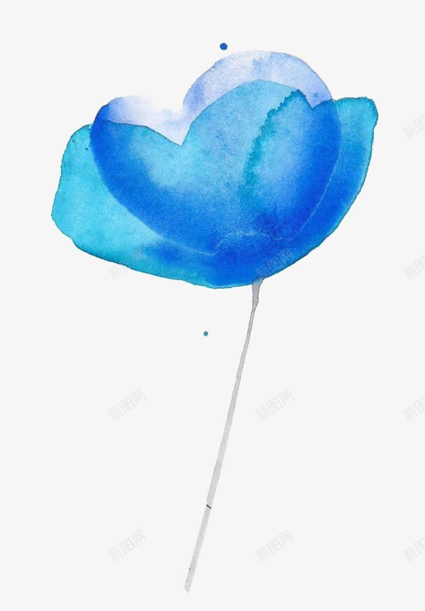 一朵水蓝水彩花png免抠素材_新图网 https://ixintu.com 一朵 手绘 水彩花 水蓝