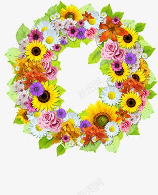彩色花朵花环字母png免抠素材_新图网 https://ixintu.com 字母 彩色 花朵 花环 设计