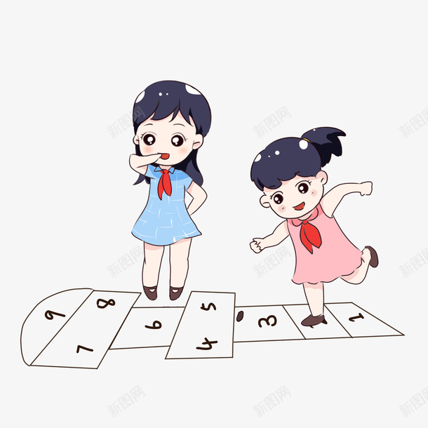 手绘玩耍的小女孩png免抠素材_新图网 https://ixintu.com 儿童 卡通手绘 女孩 女生 学生 孩子 水彩 玩耍 高兴