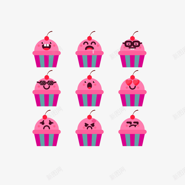 EMOJI纸杯蛋糕表情包矢量图ai免抠素材_新图网 https://ixintu.com EMOJI 卡通 可爱 矢量EMOJI 矢量图 粉色 糕点表情包 纸杯蛋糕 网红表情包 蛋糕