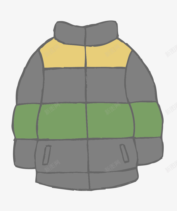条纹男士冬季棉服png免抠素材_新图网 https://ixintu.com 保暖衣 卡通 棉服 棉袄 漫画衣服 男士棉服 简图 衣服