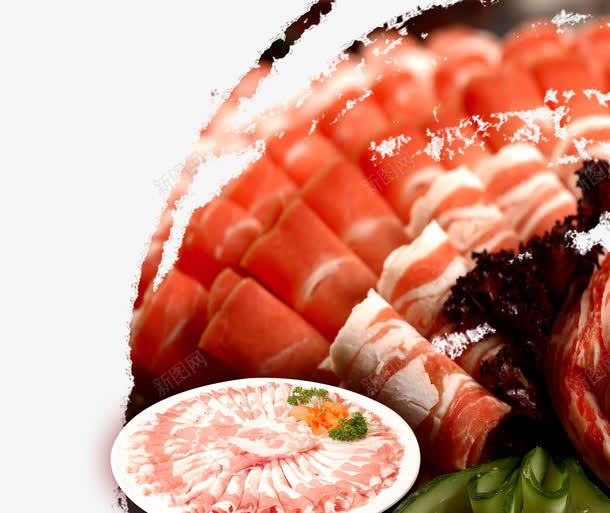 涮羊肉拼盘png免抠素材_新图网 https://ixintu.com 拼盘 火锅 白色 红色 羊肉