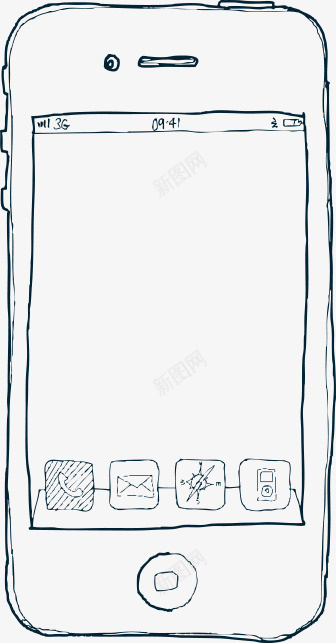 一部智能手机素描画图标png_新图网 https://ixintu.com 图标 按键 智能手机 电子产品 简笔画 触摸屏