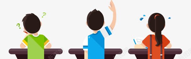 学堂的学生背影卡通png免抠素材_新图网 https://ixintu.com 卡通 学堂 学生 背影