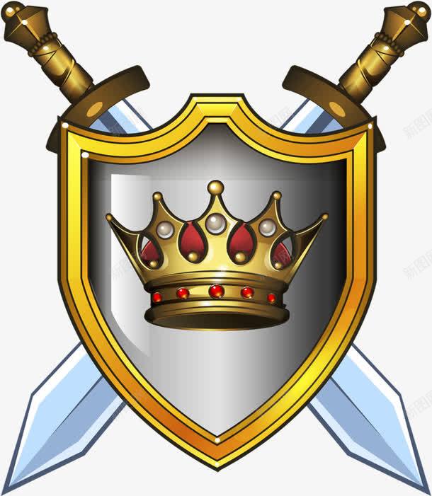 盾牌和宝剑png免抠素材_新图网 https://ixintu.com 国王 宝剑 皇冠 盾牌
