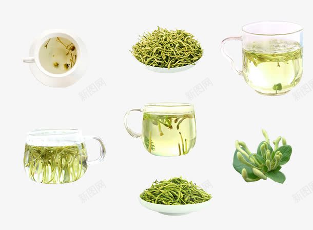 金银花草茶png免抠素材_新图网 https://ixintu.com PNG 养生 绿色 花草素材 花草茶 茶叶 金银 金银花 金银花照片
