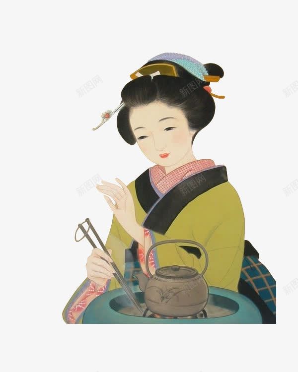 日本日姬画png免抠素材_新图网 https://ixintu.com 人物 和风 日本文化 毛笔绘画