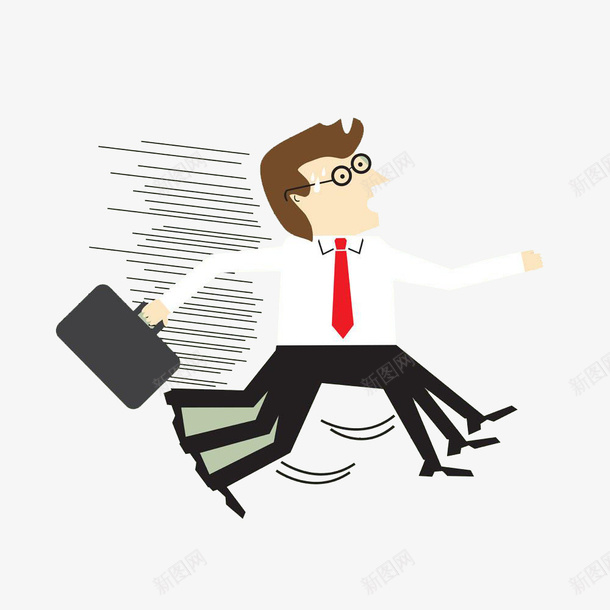 手忙脚乱奔跑的白领png免抠素材_新图网 https://ixintu.com 卡通 装饰 跑的人 迟到
