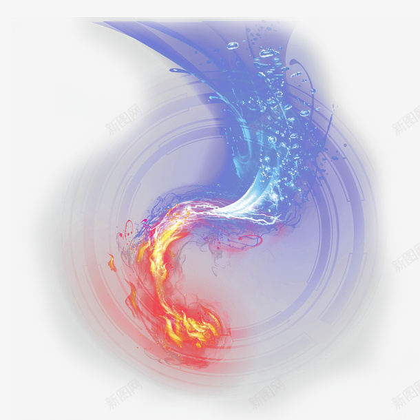 红蓝色水火抠图png免抠素材_新图网 https://ixintu.com 彩 水 水火 火 火焰 火焰喷射