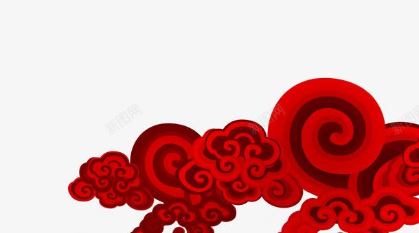 简约红色祥云png免抠素材_新图网 https://ixintu.com 中国风 底纹 简约 红色 边框
