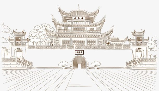 手绘岳阳楼png免抠素材_新图网 https://ixintu.com 岳阳楼 手绘岳阳楼 旅游景区 著名景点