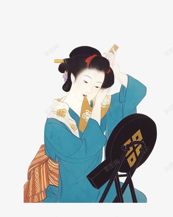 日本日姬画png免抠素材_新图网 https://ixintu.com 人物 和风 日本文化 毛笔绘画