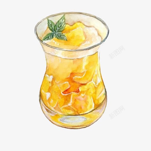 芒果冰沙手绘画片png免抠素材_新图网 https://ixintu.com 冰沙 冷饮 手绘美食 水彩画 芒果 黄色