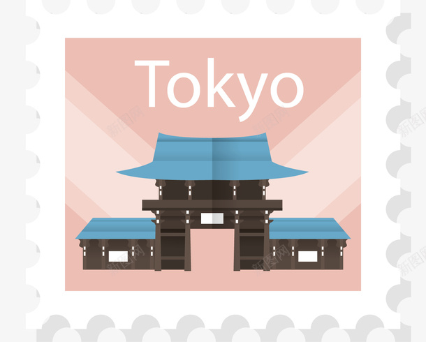 邮票日本东京景点png免抠素材_新图网 https://ixintu.com 东京 古建筑 建筑物 著名景点 邮票 集邮