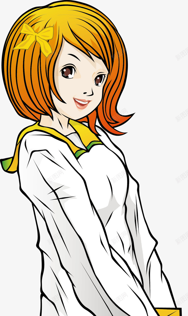 卡通金发小女孩矢量图ai免抠素材_新图网 https://ixintu.com 中学生 人物 卡通人物图 卡通图 卡通高中生 学生 学生图 矢量人物 矢量学生 矢量高中生 金发 高中生 矢量图