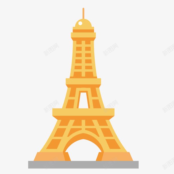 金色埃菲尔铁塔png免抠素材_新图网 https://ixintu.com 扁平化 旅游 渐变 立体 质感 金属 金色