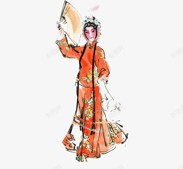 手绘水墨装饰插图唱京剧演员插画png免抠素材_新图网 https://ixintu.com 唱京剧 手绘 插画 水墨 水彩插画 演员 装饰插图