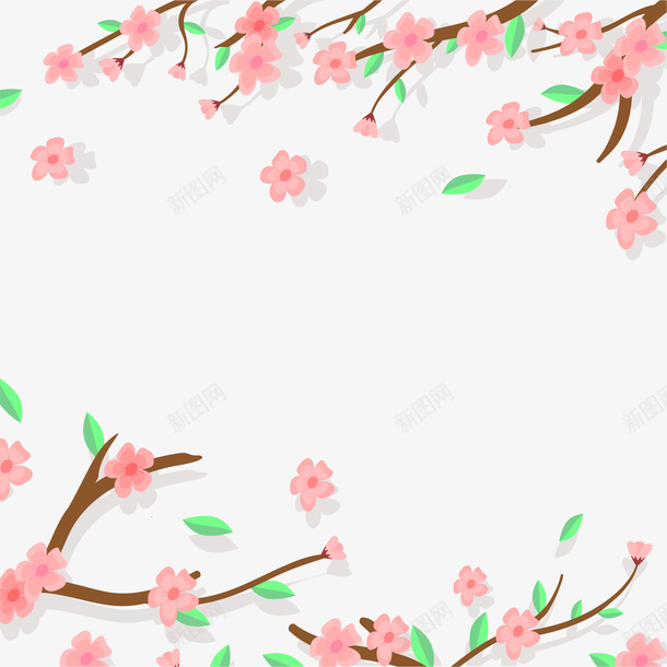 卡通春天来了花瓣装饰矢量图ai免抠素材_新图网 https://ixintu.com 春天来了 春天绿植花枝 树枝 植物 花朵 花瓣 矢量图