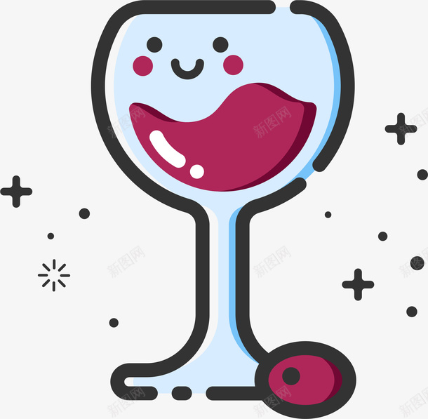 风格 倒红酒 卡通 可爱图标 图标 甜品 矢量png 矢量图 红酒 红酒杯