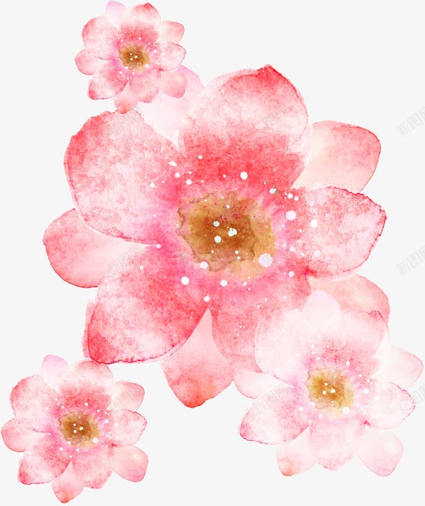 手绘粉色花卉意境封面png免抠素材_新图网 https://ixintu.com 封面 意境 粉色 花卉