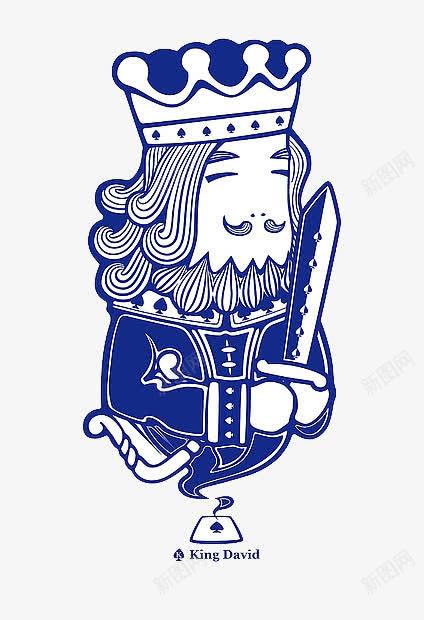 扑克牌Q版蓝色色KINGpng免抠素材_新图网 https://ixintu.com H5页面素材 卡通 扁平 扁平化 扁平文化 扑克牌 电商卡通 网页设计卡通