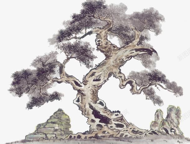 国画古松图png免抠素材_新图网 https://ixintu.com 仿古画 传统画 写意画 劲松 古典 古松 古松图 国画 国画古松图 文化艺术 水墨 苍松 设计