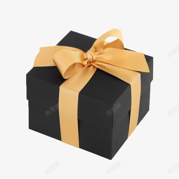 黑色礼盒png免抠素材_新图网 https://ixintu.com 丝绸 布 布料 绸带 绸缎 蝴蝶结 金色绸缎 黑色