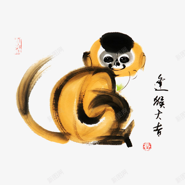 水墨国画一只棕色的可爱的猴子免png免抠素材_新图网 https://ixintu.com 动物 十二生肖 可爱 国画 插图 棕色 水墨 水墨国画一只棕色的可爱的猴子免抠免费下载 水墨猴子 猴子 猴年 设计