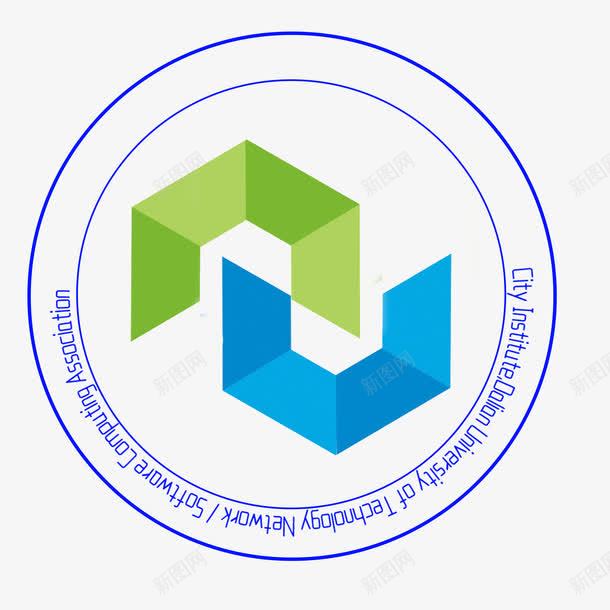 圆形简约学院标志png免抠素材_新图网 https://ixintu.com 圆形 大学 大气 学习 学院标志 简约 绿色 英文 蓝色