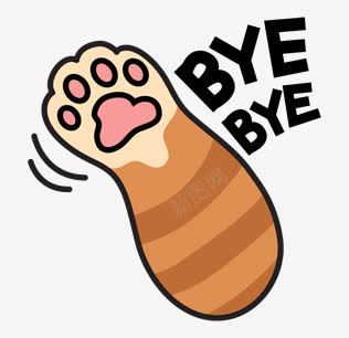 卡通猫爪byebyepng免抠素材_新图网 https://ixintu.com byebye goodbye 再见 动物爪子 卡通猫爪 手绘