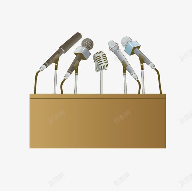卡通演讲采访台png免抠素材_新图网 https://ixintu.com 卡通采访台 新闻采访 演讲台 电视台